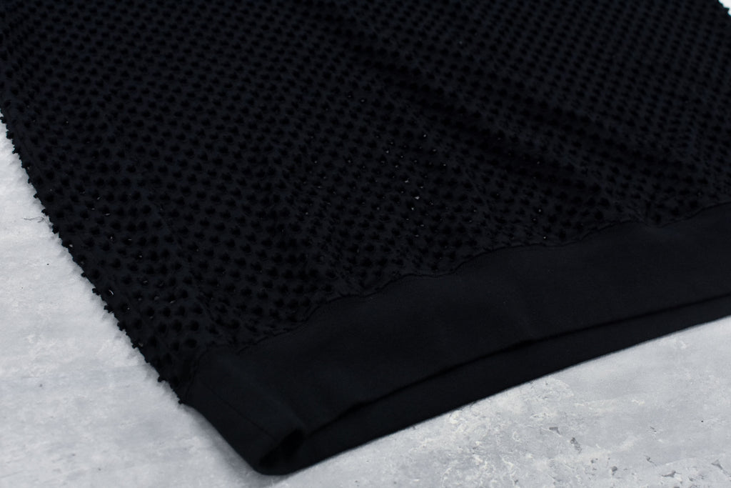 Punched Fabric Long-sleeved Polo Shirt