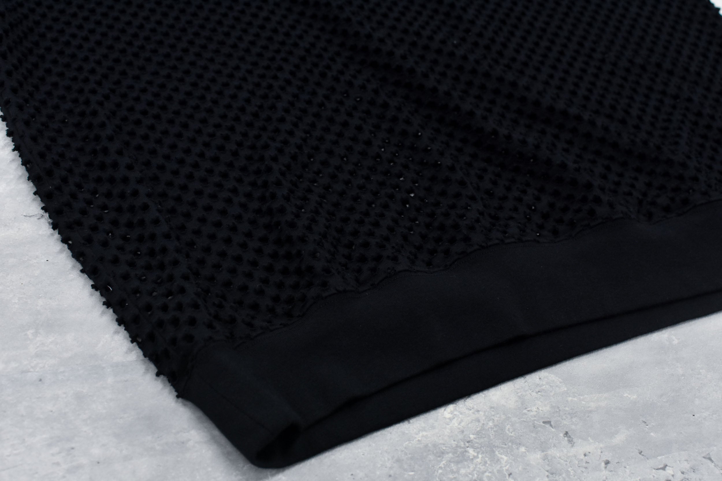 Punched Fabric Long-sleeved Polo Shirt