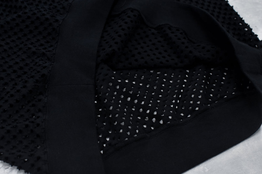 Punched Fabric Long-sleeved Polo Shirt