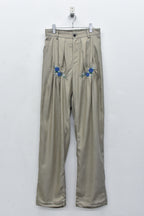 Embroidery Wrinklework Tuck Pants