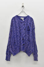 Rope Knitting Pigment Destroy  Pullover
