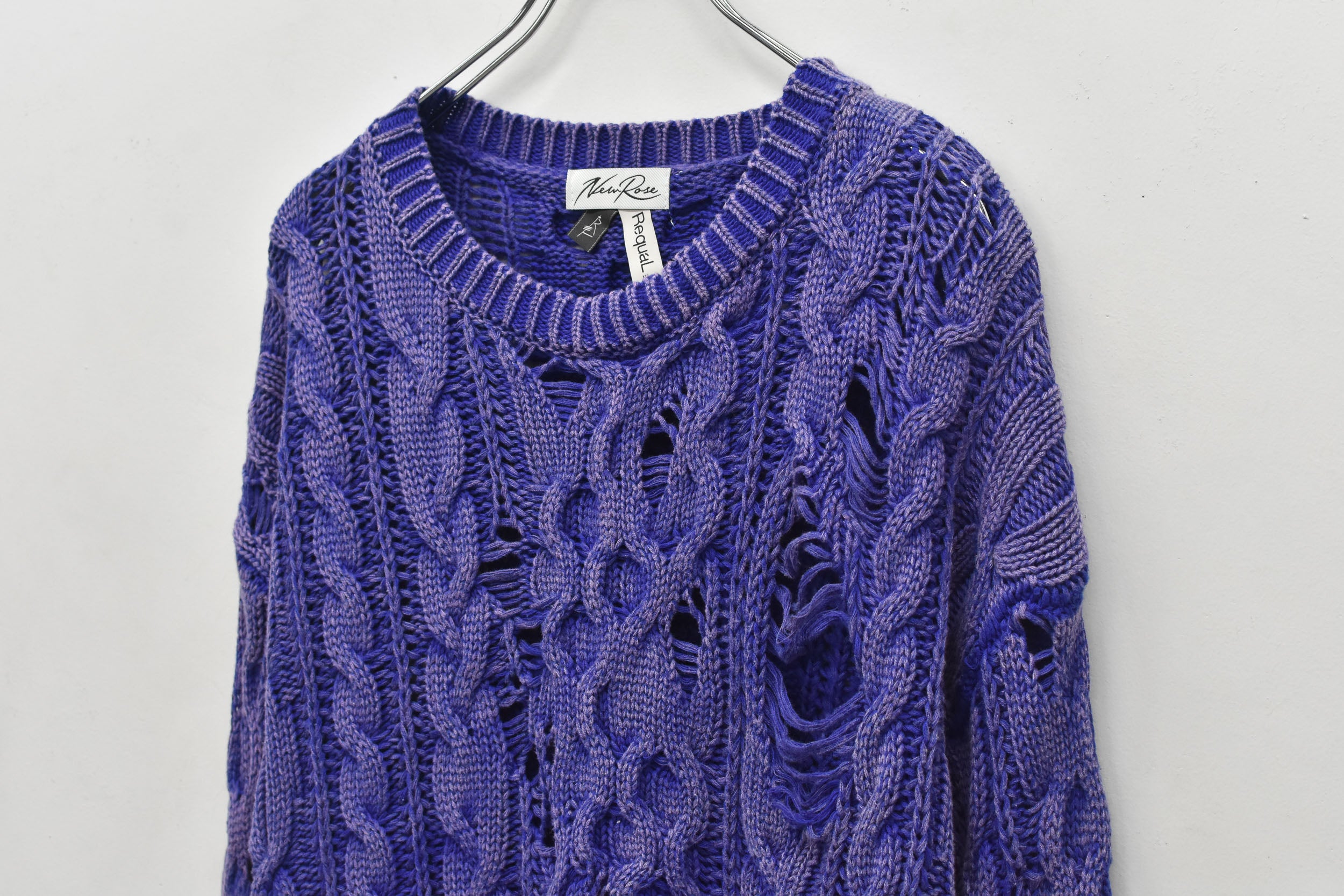 Rope Knitting Pigment Destroy  Pullover