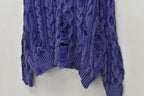 Rope Knitting Pigment Destroy  Pullover