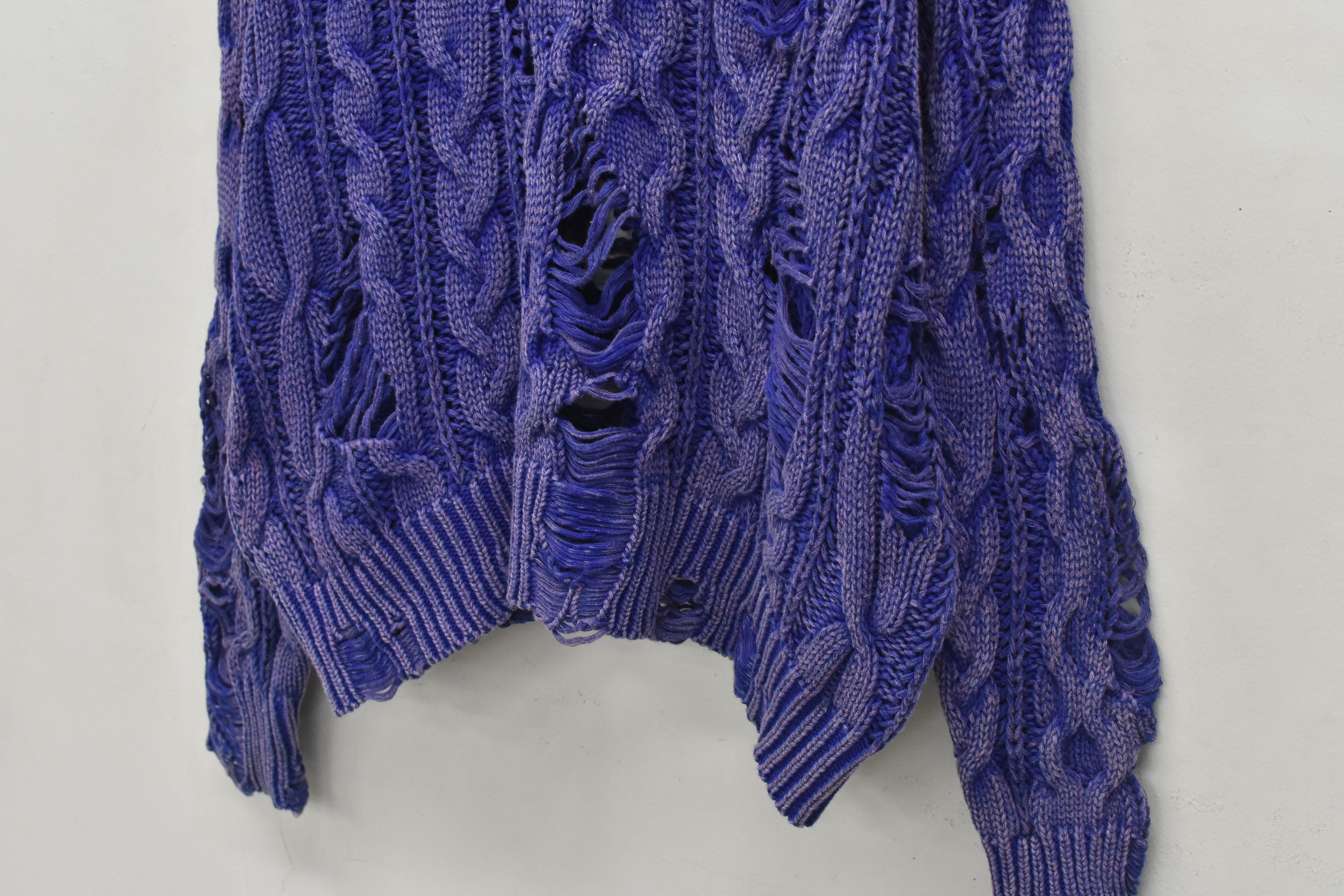 Rope Knitting Pigment Destroy  Pullover