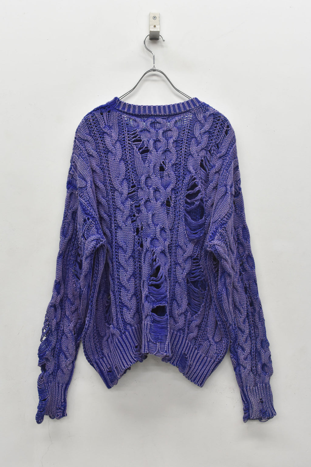 Rope Knitting Pigment Destroy  Pullover