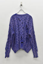 Rope Knitting Pigment Destroy  Pullover