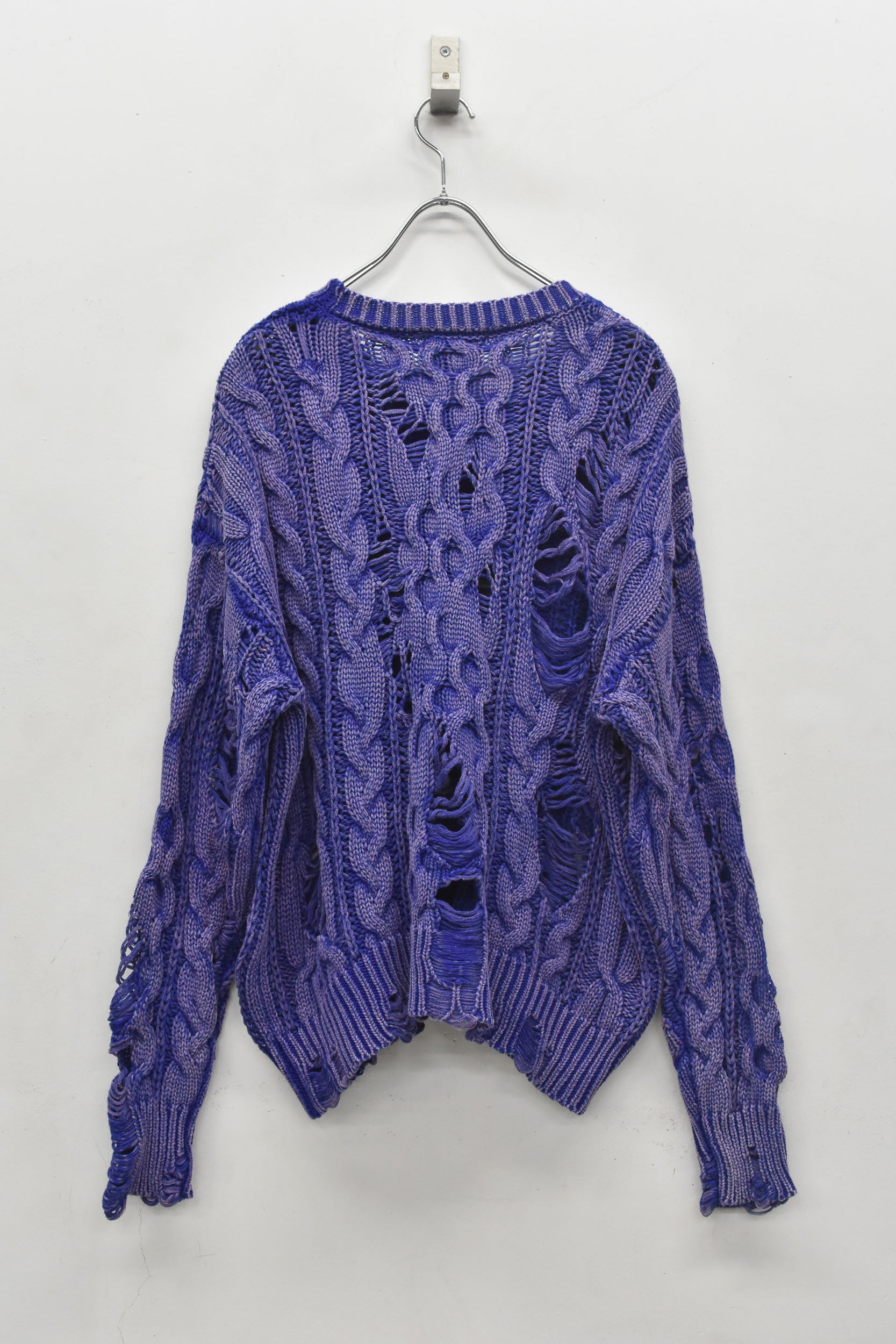 Rope Knitting Pigment Destroy  Pullover