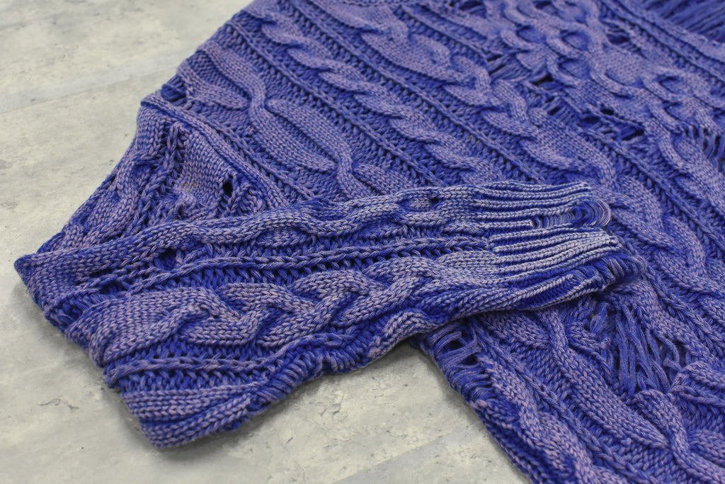 Rope Knitting Pigment Destroy  Pullover