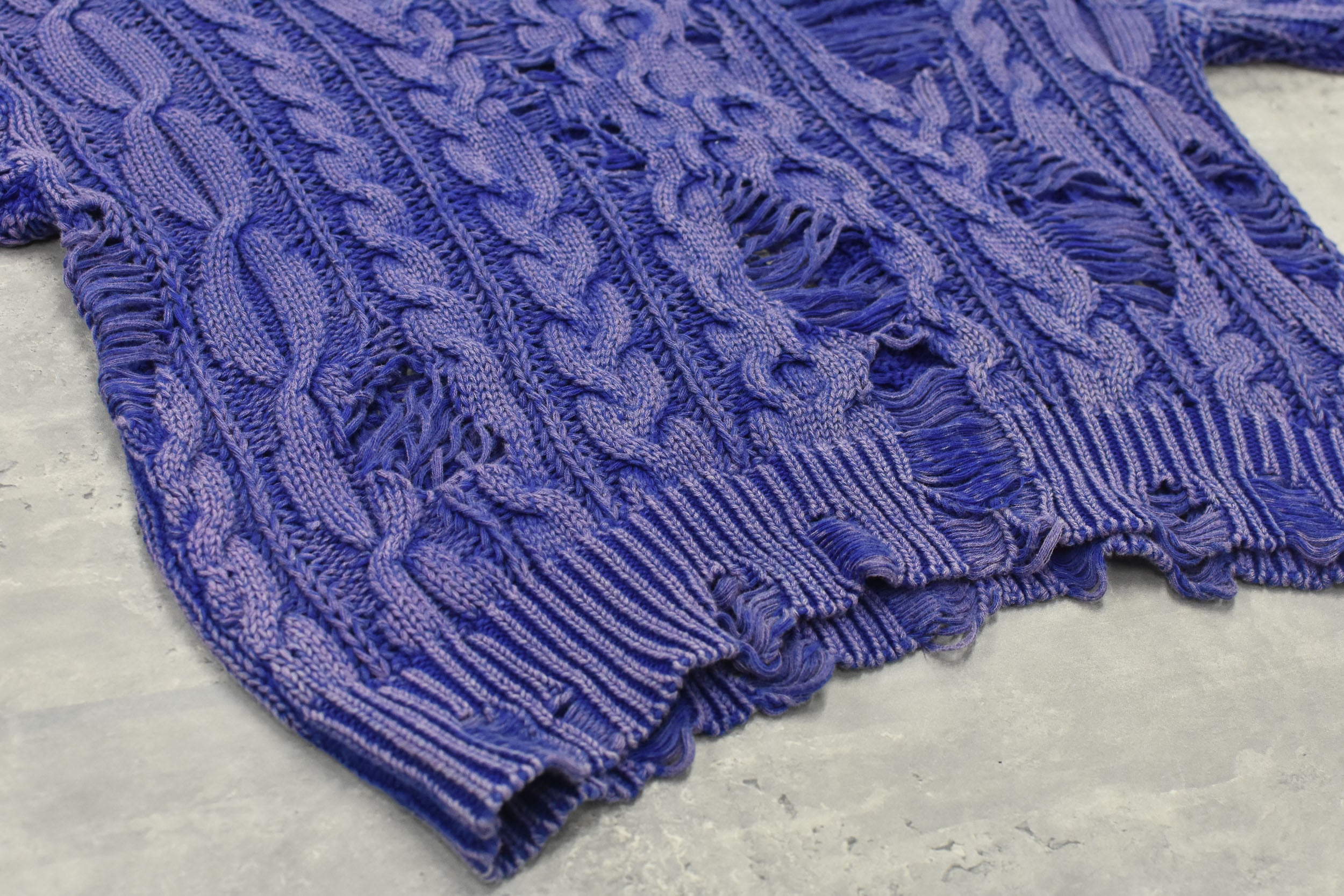 Rope Knitting Pigment Destroy  Pullover