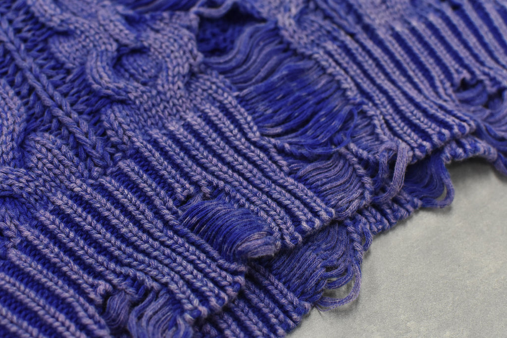 Rope Knitting Pigment Destroy  Pullover