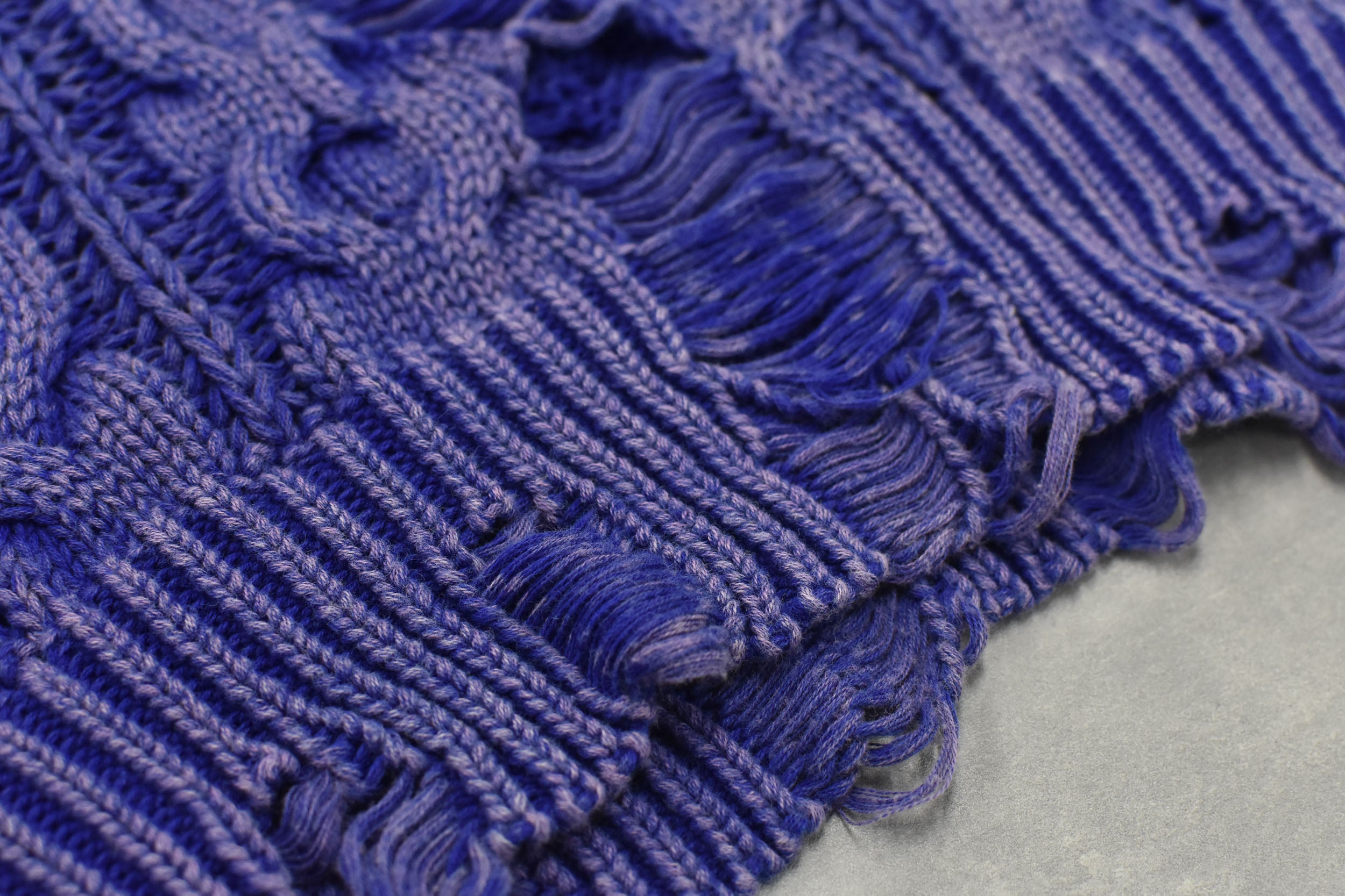 Rope Knitting Pigment Destroy  Pullover
