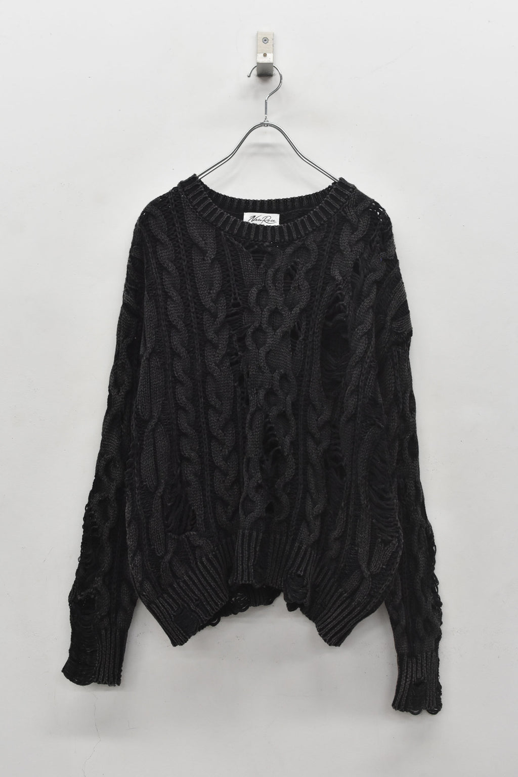 Rope Knitting Pigment Destroy  Pullover