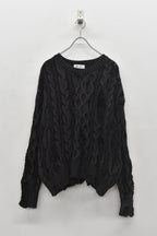 Rope Knitting Pigment Destroy  Pullover