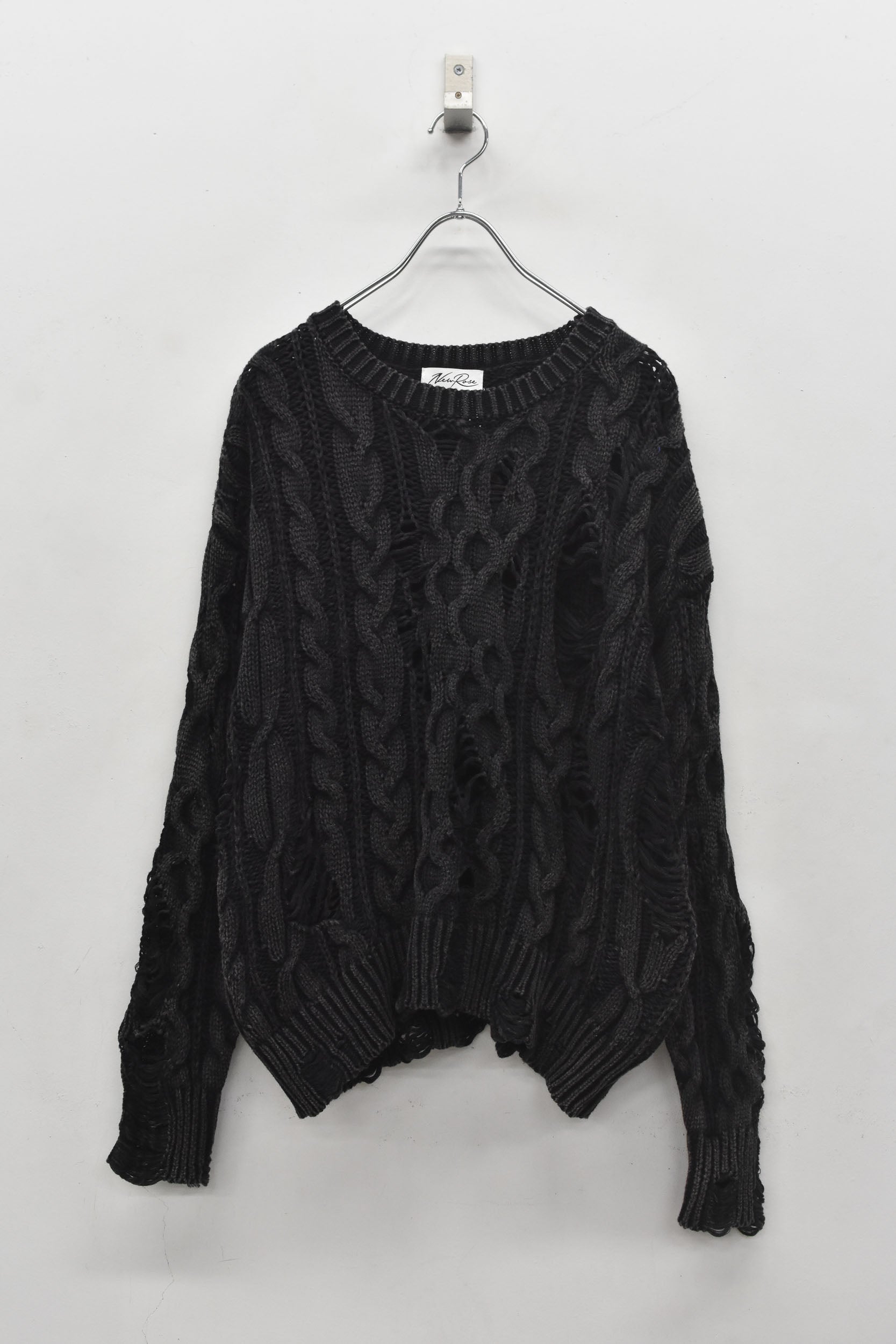 Rope Knitting Pigment Destroy  Pullover
