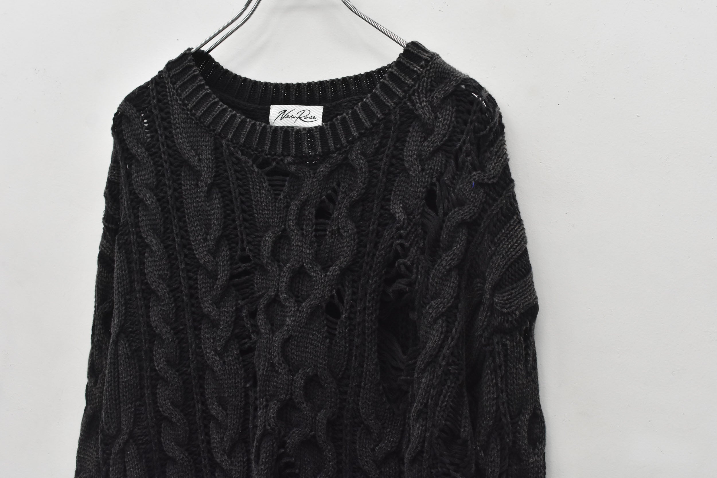Rope Knitting Pigment Destroy  Pullover