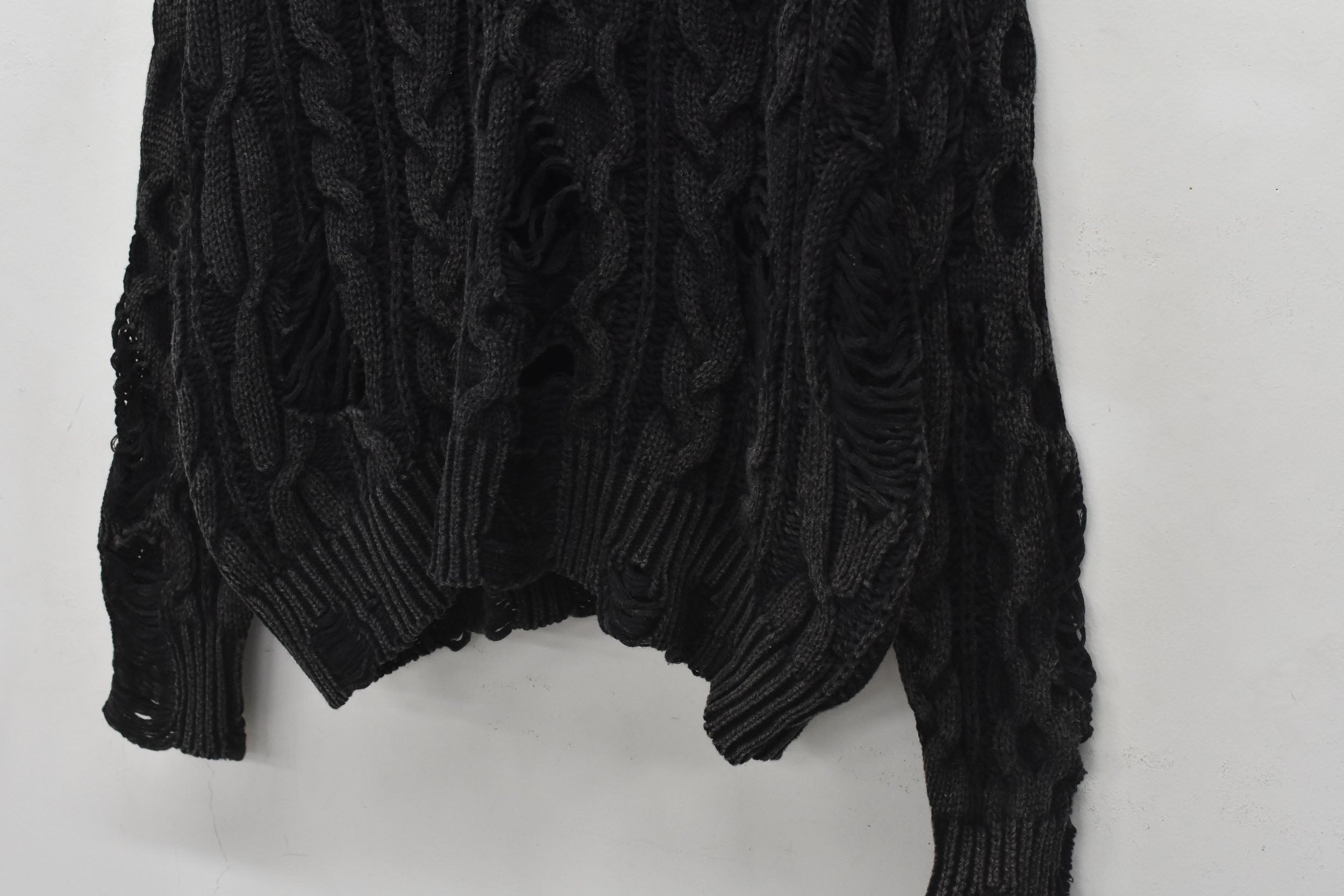 Rope Knitting Pigment Destroy  Pullover