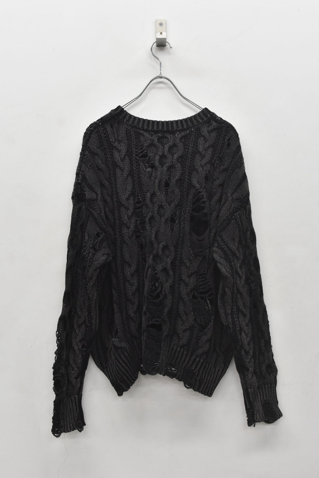 Rope Knitting Pigment Destroy  Pullover
