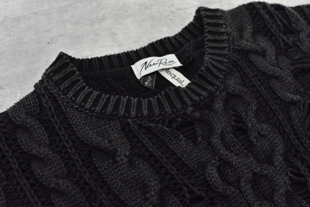 Rope Knitting Pigment Destroy  Pullover