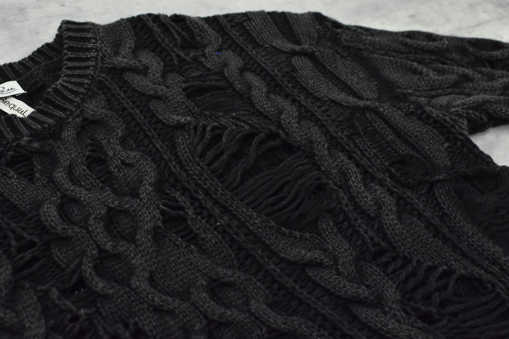 Rope Knitting Pigment Destroy  Pullover