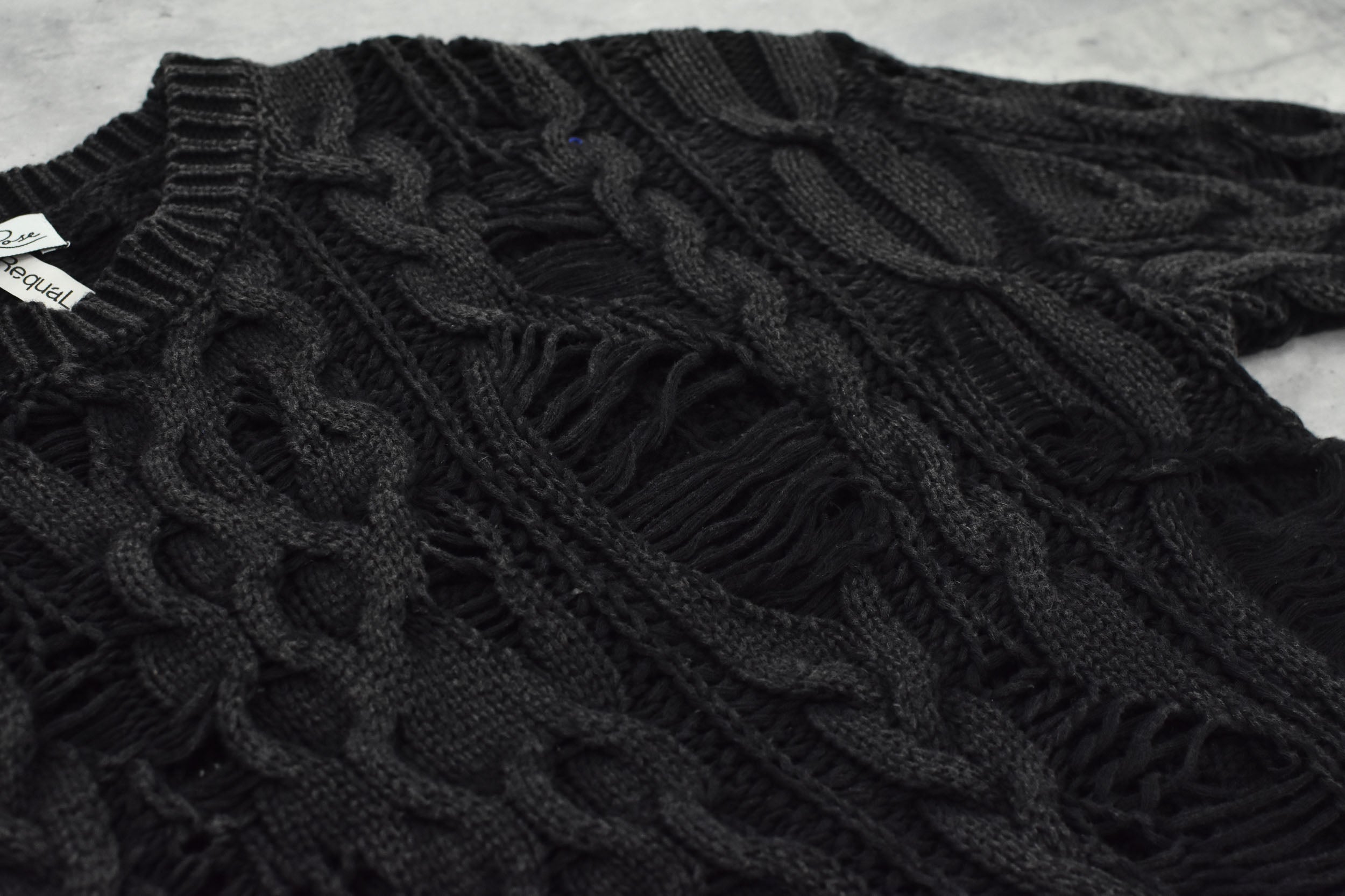 Rope Knitting Pigment Destroy  Pullover