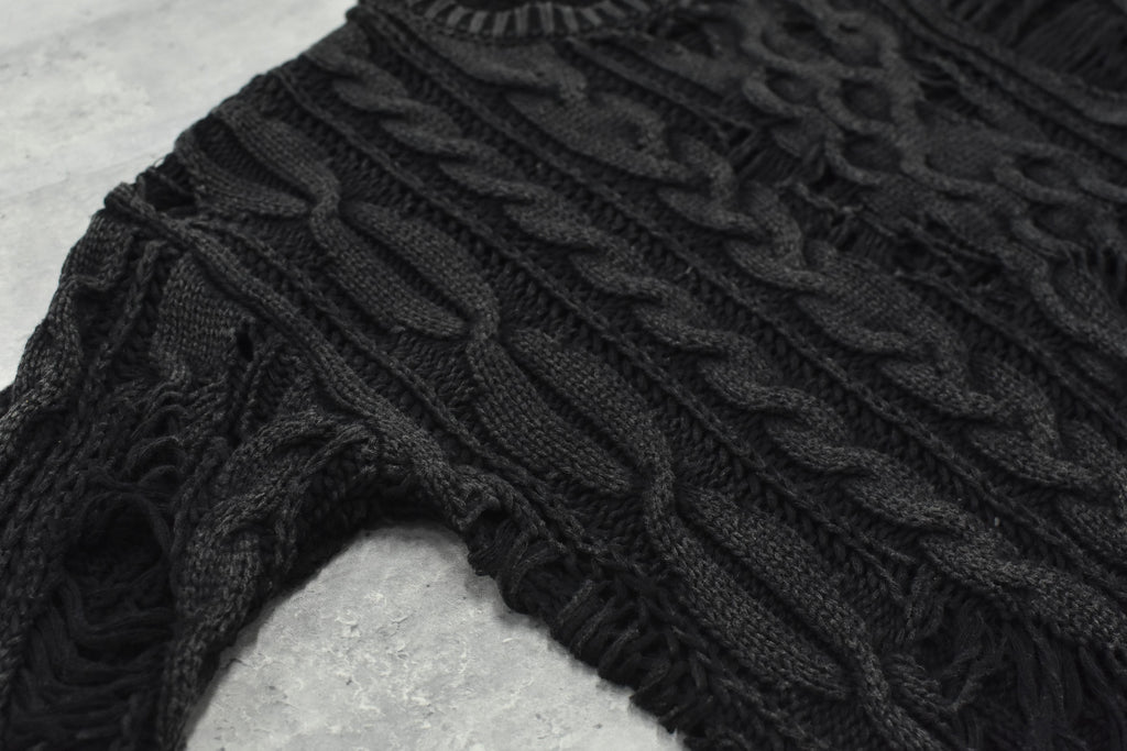 Rope Knitting Pigment Destroy  Pullover