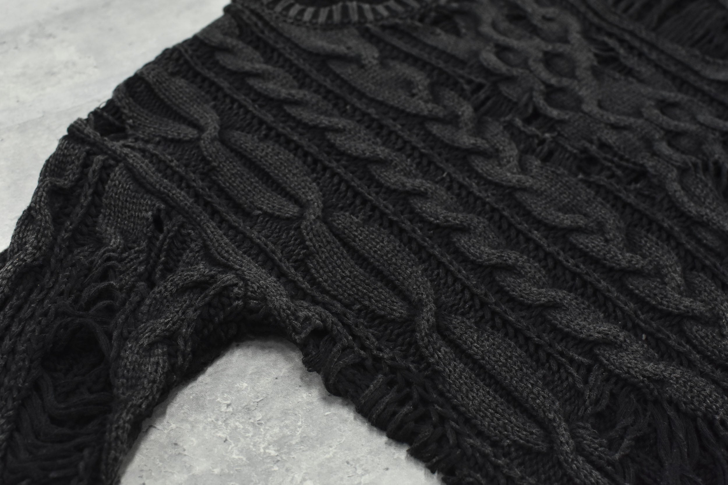 Rope Knitting Pigment Destroy  Pullover