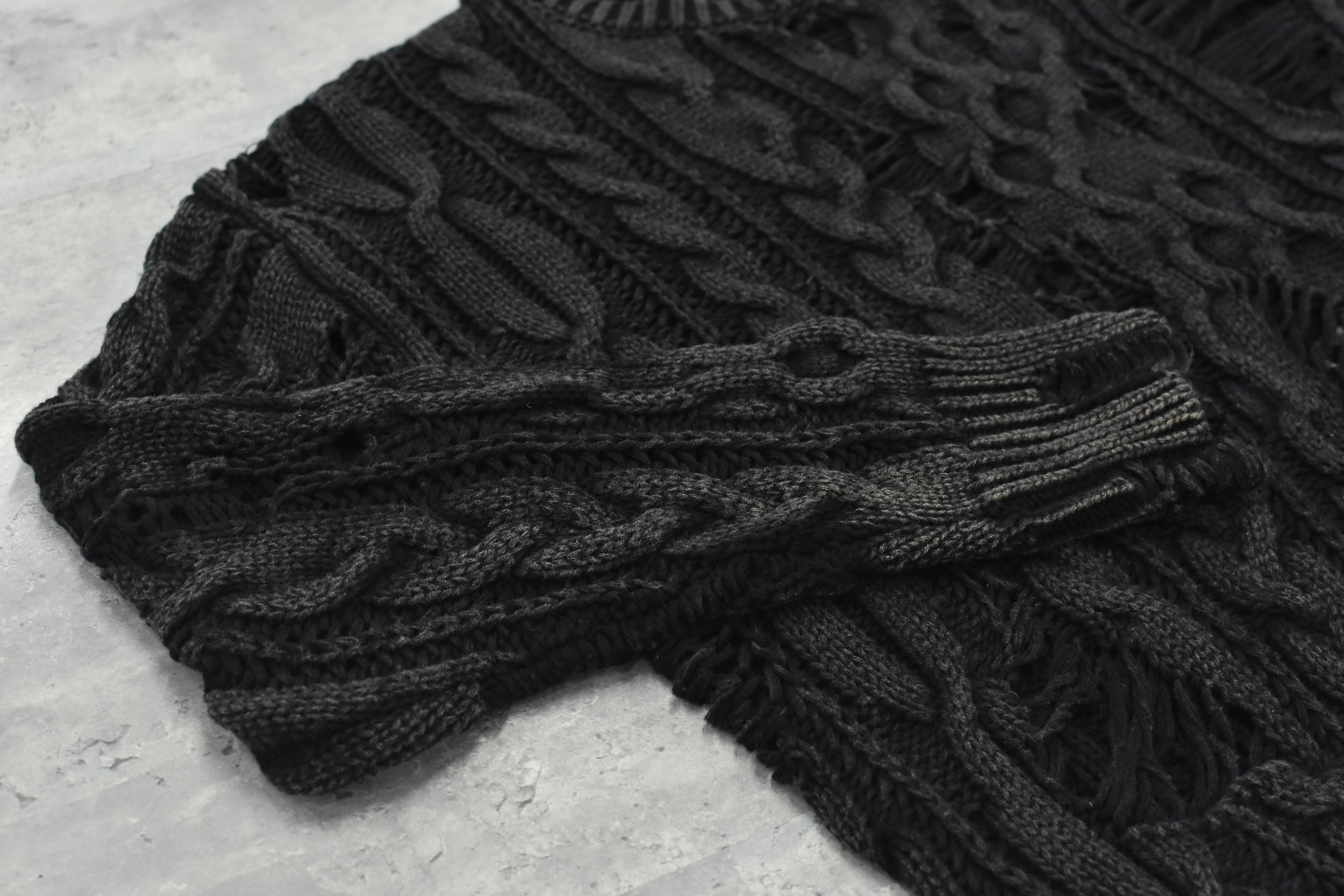 Rope Knitting Pigment Destroy  Pullover