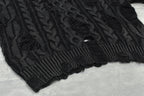 Rope Knitting Pigment Destroy  Pullover