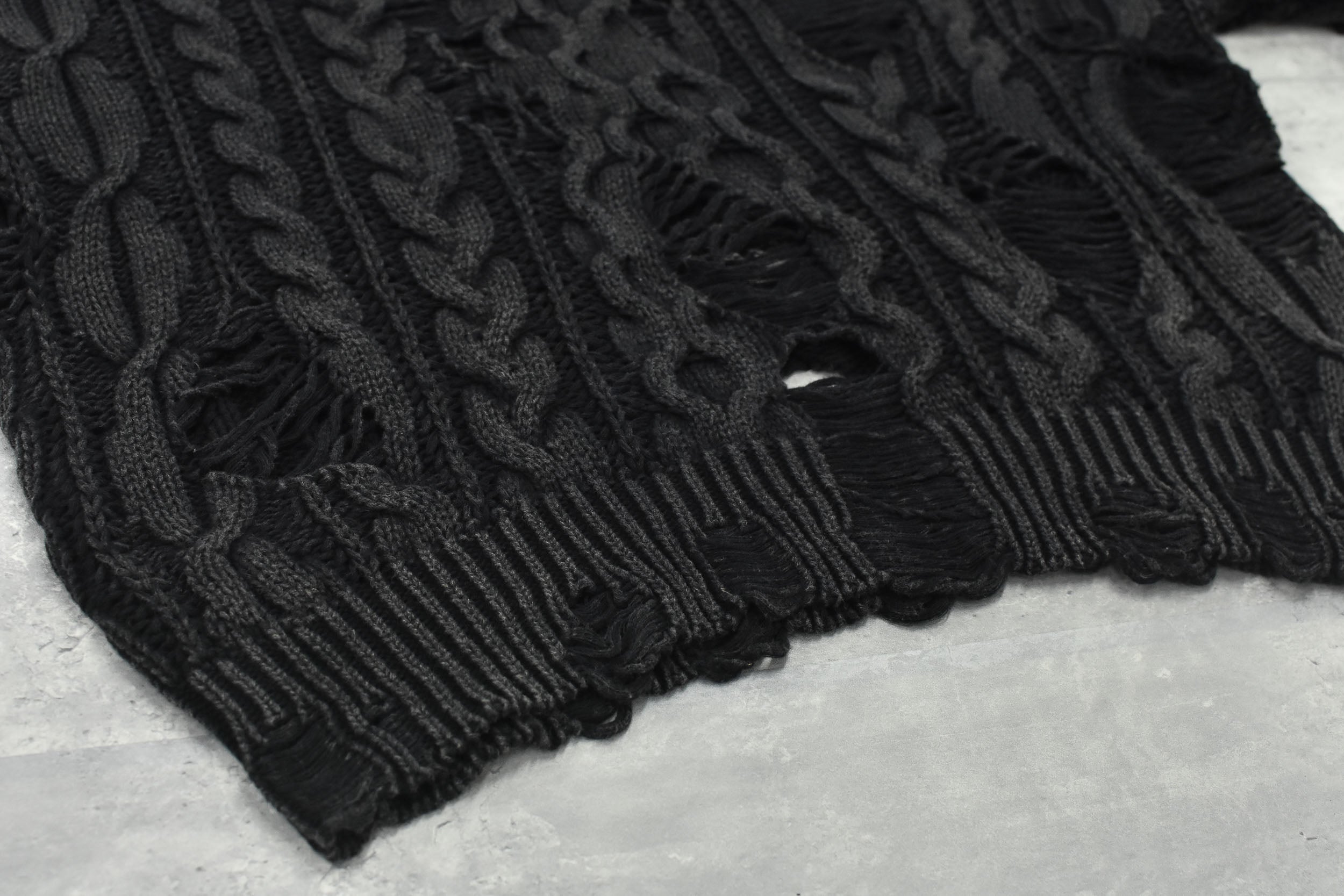 Rope Knitting Pigment Destroy  Pullover