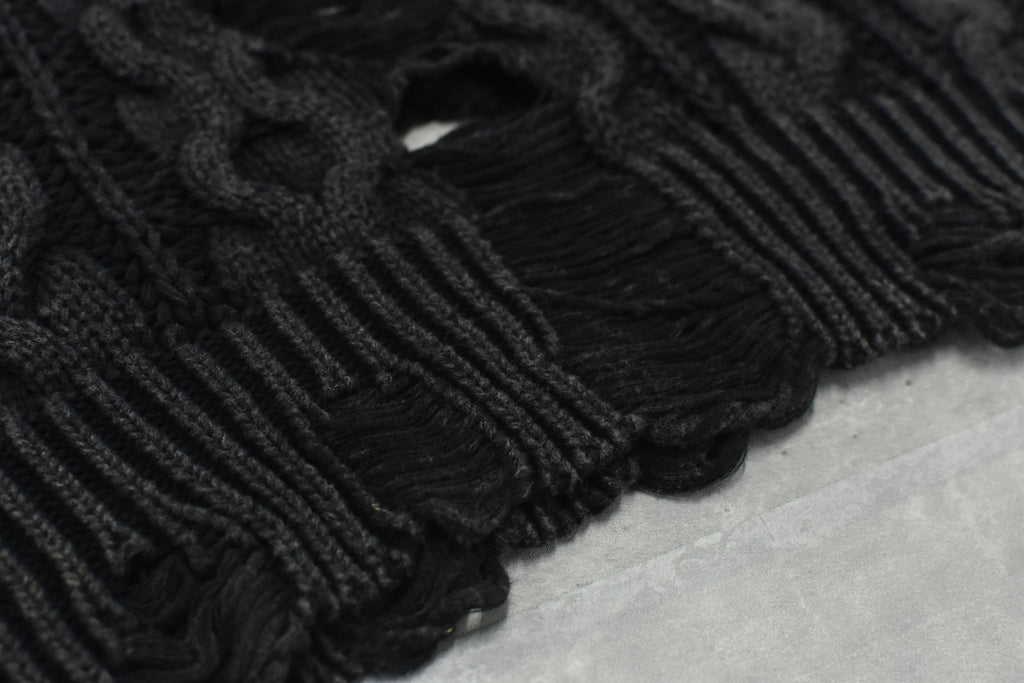 Rope Knitting Pigment Destroy  Pullover