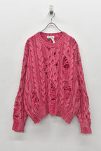 Rope Knitting Pigment Destroy  Pullover