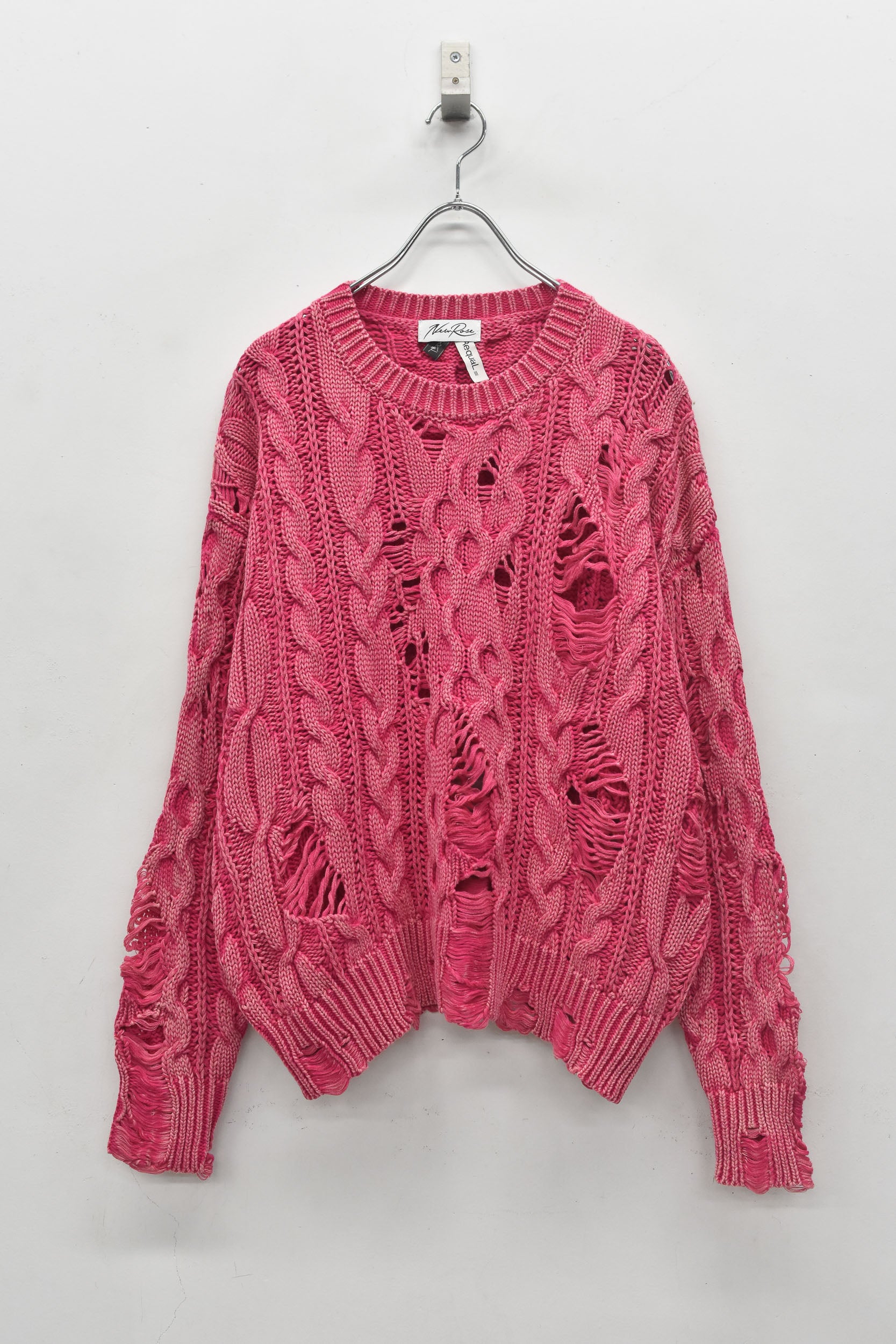 Rope Knitting Pigment Destroy  Pullover