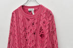 Rope Knitting Pigment Destroy  Pullover