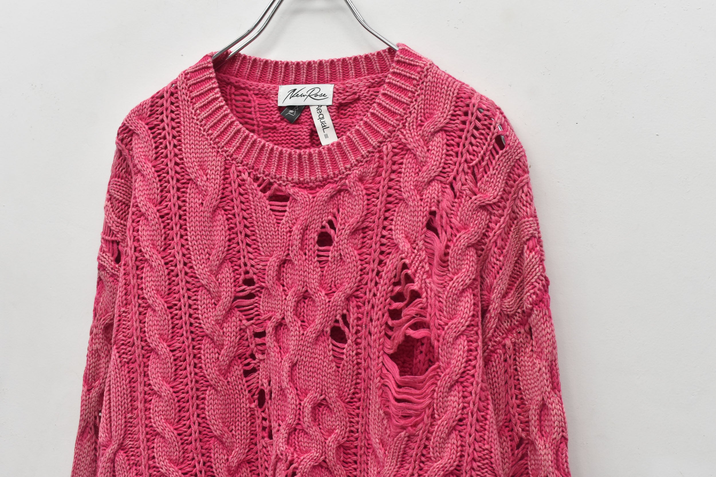 Rope Knitting Pigment Destroy  Pullover