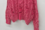 Rope Knitting Pigment Destroy  Pullover