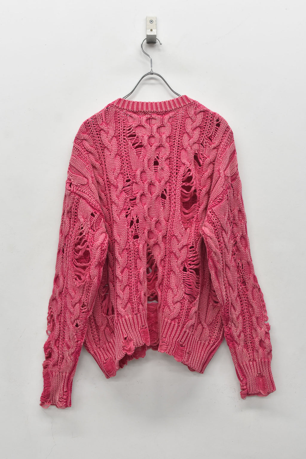 Rope Knitting Pigment Destroy  Pullover