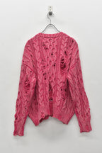 Rope Knitting Pigment Destroy  Pullover