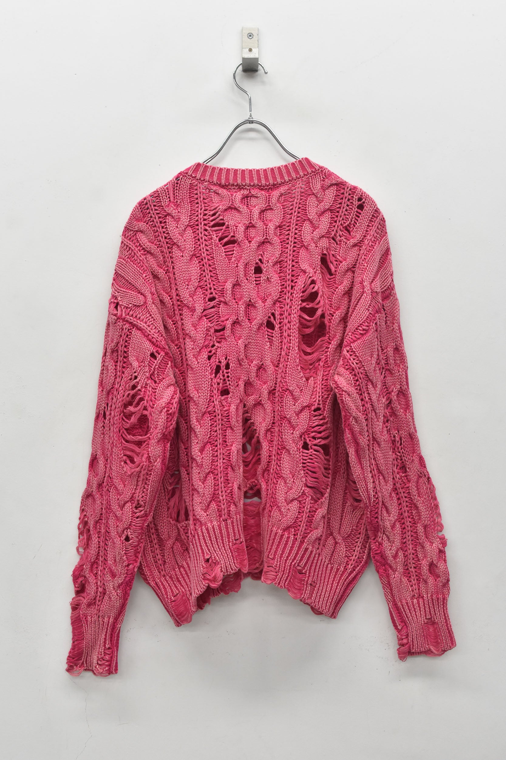 Rope Knitting Pigment Destroy  Pullover