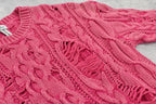 Rope Knitting Pigment Destroy  Pullover