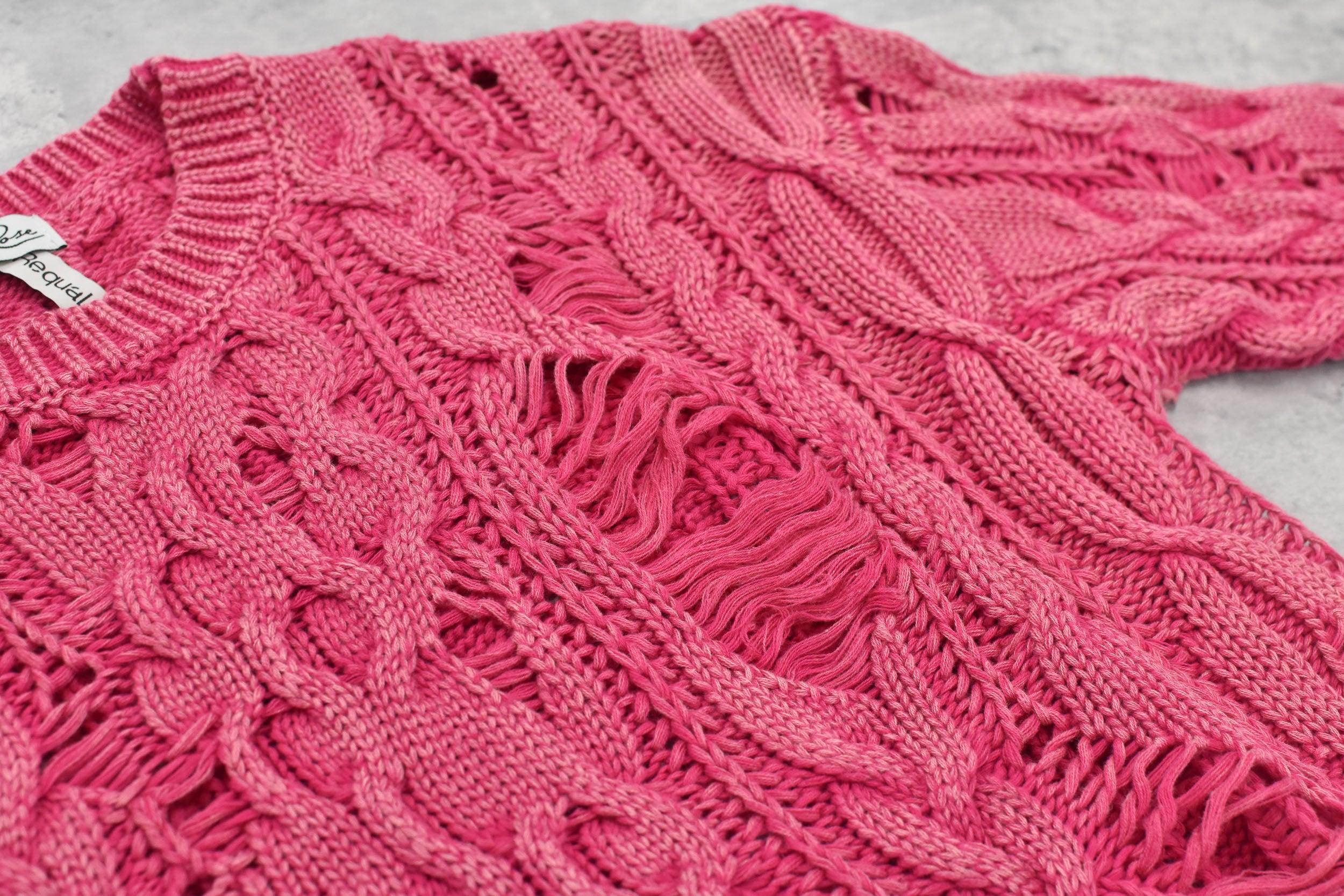 Rope Knitting Pigment Destroy  Pullover