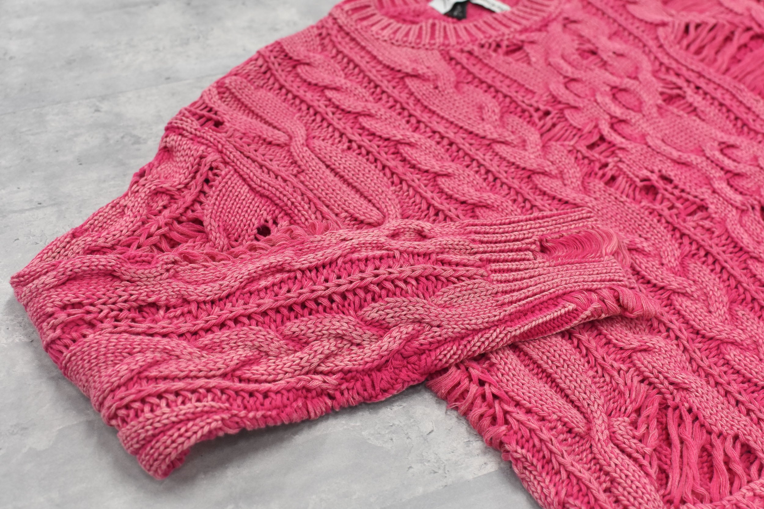 Rope Knitting Pigment Destroy  Pullover