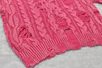 Rope Knitting Pigment Destroy  Pullover